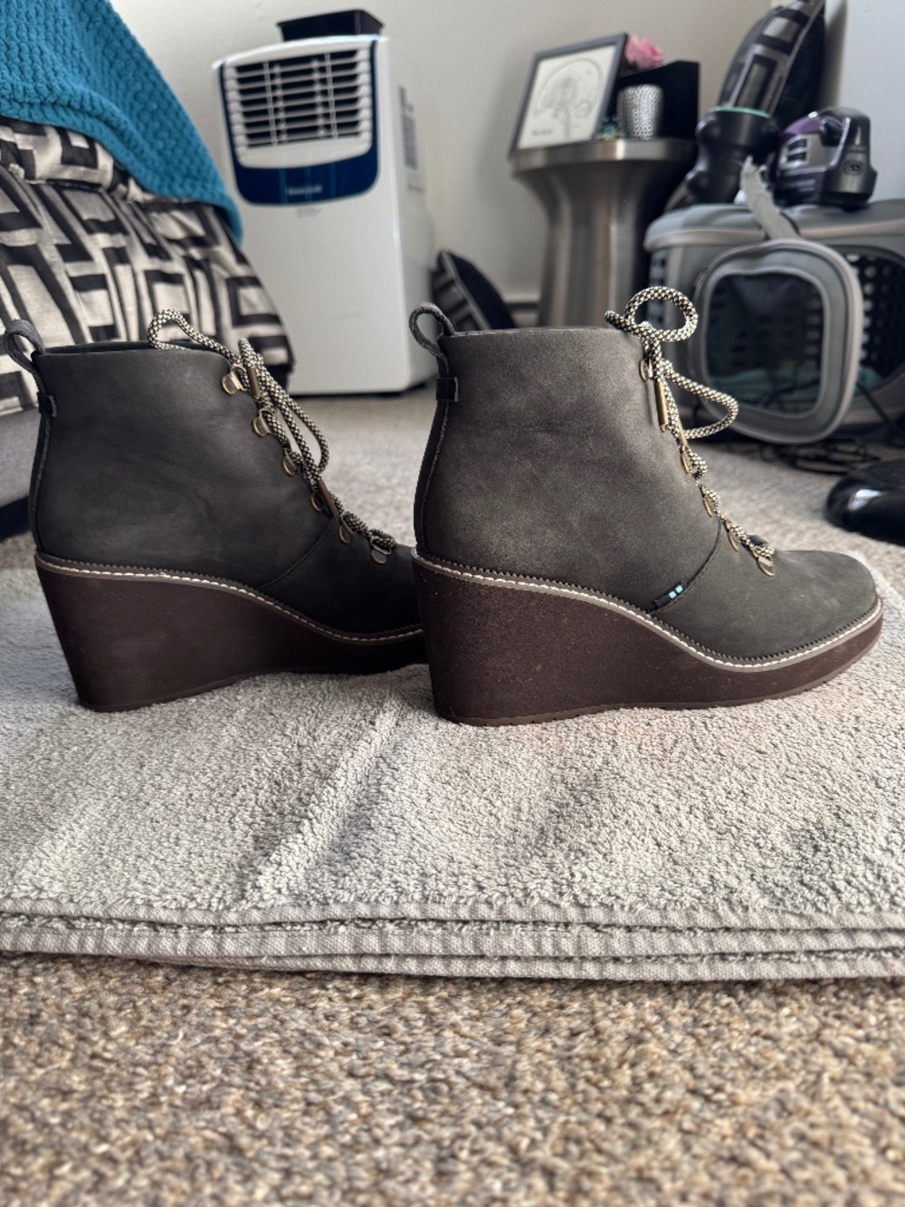 Black Wedge Booties